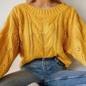 LULU'S Balloon Sleeve Cable Knit Sweater (size S)